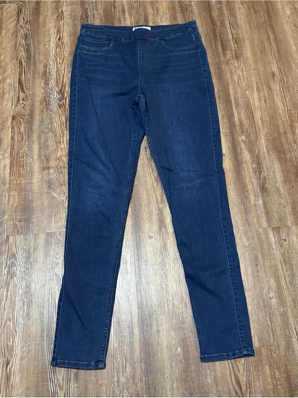 American Tall Pull On Slim Straight Jeans Women's Large High Rise Twilight Blue